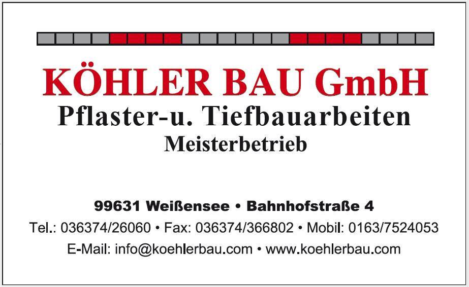 Köhler Bau GmbH Pflaster- und Tiefbauarbeiten in Weißensee - Logo