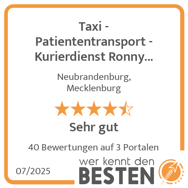 Taxi - Patiententransport - Kurierdienst Ronny Granzow in Neubrandenburg - Logo Taxi - Patiententransport - Kurierdienst Ronny Granzow in Neubrandenburg - Logo