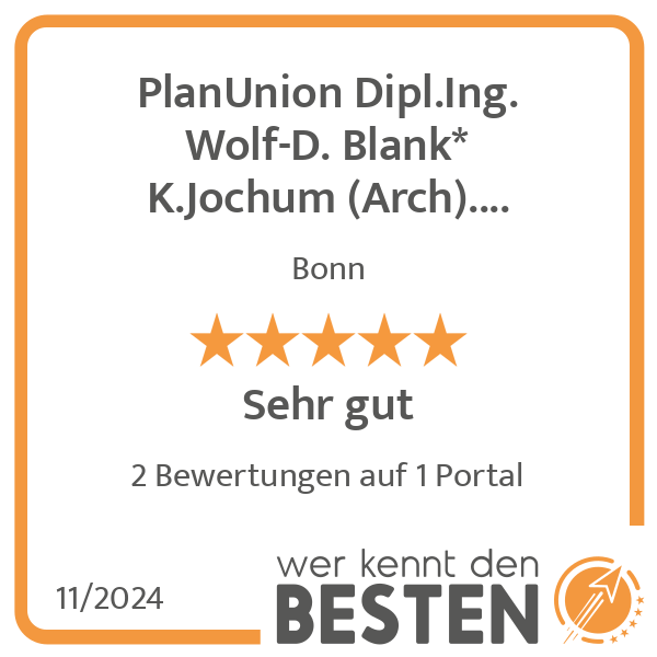 PlanUnion Dipl.Ing. Wolf-D. Blank* K.Jochum (Arch). Ingenieur * Architekt in Bonn - Logo