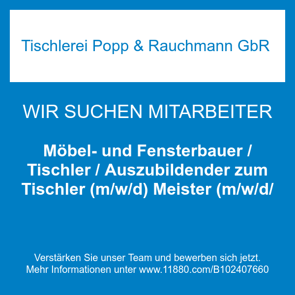 Möbel- und Fensterbauer / Tischler / Auszubildender zum Tischler (m/w/d) Meister (m/w/d/