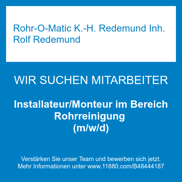 Installateur/Monteur im Bereich Rohrreinigung (m/w/d)