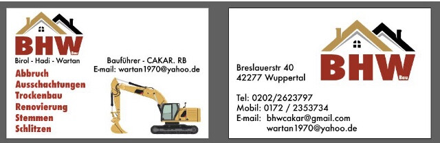 Abbruch arbeiten BHW Birol Hadi Wartan in Wuppertal - Logo
