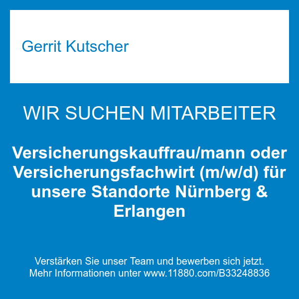 Versicherungskauffrau/mann oder Versicherungsfachwirt (m/w/d) für unsere Standorte Nürnberg & Erlangen