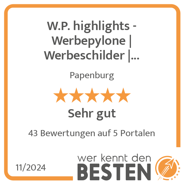 W.P. highlights - Werbepylone Werbeschilder Lichtreklame in Papenburg - Logo