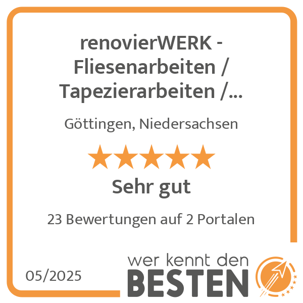 renovierWERK - Fliesenarbeiten / Tapezierarbeiten / Streicharbeiten / Bodenbelagsarbeiten & Trockenbau in Göttingen - Logo