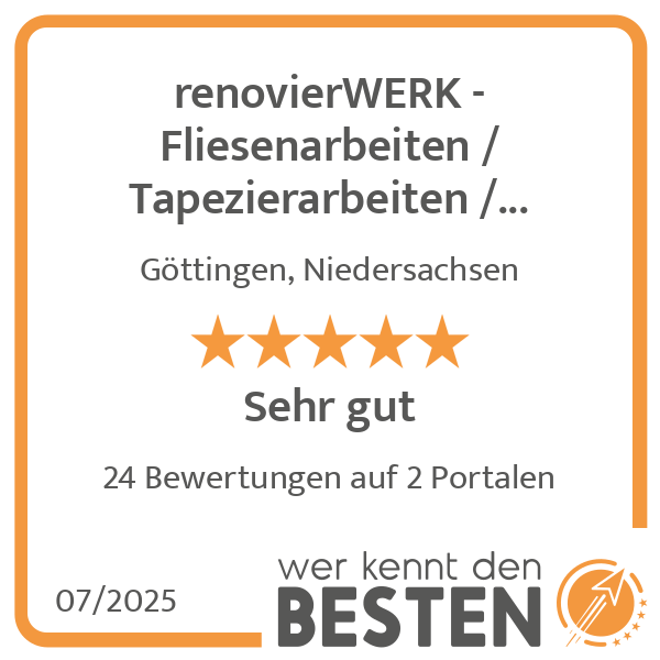 renovierWERK - Fliesenarbeiten / Tapezierarbeiten / Streicharbeiten / Bodenbelagsarbeiten & Trockenbau in Göttingen - Logo