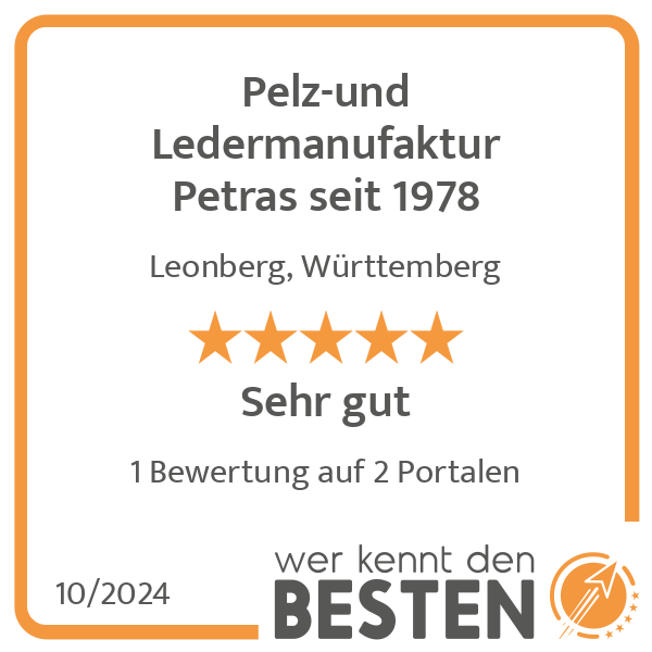 Pelz-und Ledermanufaktur Petras seit 1978 in Leonberg in Württemberg - Logo