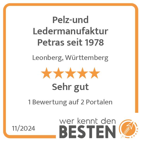 Pelz-und Ledermanufaktur Petras seit 1978 in Leonberg in Württemberg - Logo