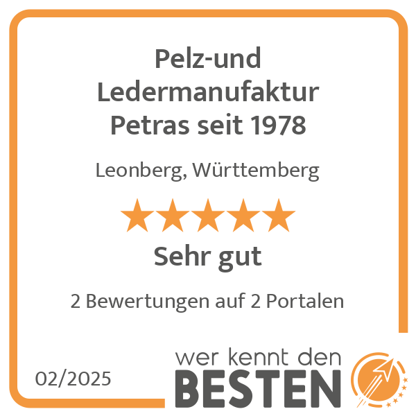 Pelz-und Ledermanufaktur Petras seit 1978 in Leonberg in Württemberg - Logo