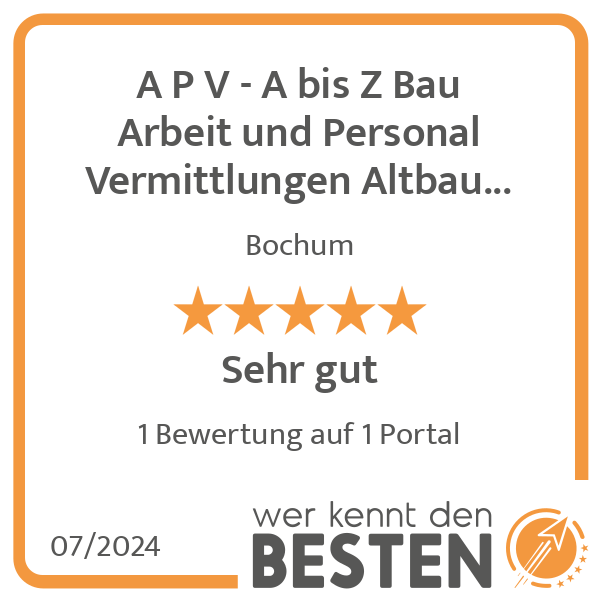 A P V - A bis Z Bau Arbeit und Personal Vermittlungen Altbau Sanierungen A bis Z in Bochum - Logo