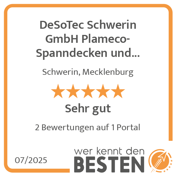 DeSoTec Schwerin GmbH Plameco-Spanndecken und Sonnenschutz in Perfektion in Schwerin in Mecklenburg - Logo