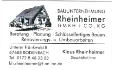Bauunternehmung Rheinheimer GmbH & Co.KG Rodenbach, Kreis Kaiserslautern