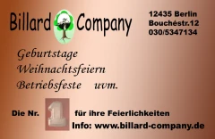 Billard Company Salon Treptow Frank Friedrich Berlin
