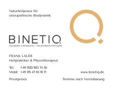 BINETIQ - Naturheilpraxis f&uuml;r osteopathische Biodynamik, Frank LAUER Schwabach
