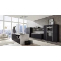Grifflose K&uuml;che in Eiche schwarz, Granitarbeitsplatte, Miele Ger&auml;ten