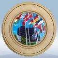 Sch&uuml;tzenscheibe mit dem Europa Parlament