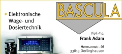 Logo BASCULA Elektronische Wäge- und Dosiertechnik Dipl.-Ing. Frank Adam