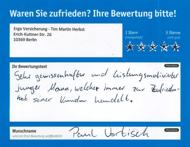 Ergo Versicherung Tim Martin Herbst Berlin Lichtenberg Offnungszeiten Telefon Adresse