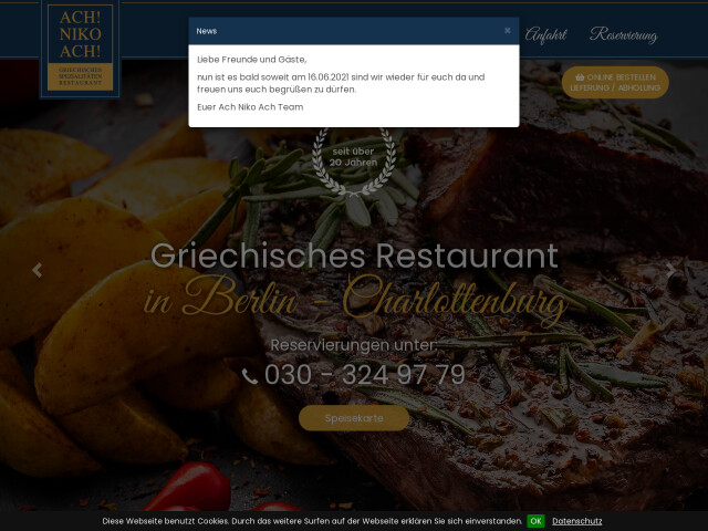 Griechisches Restaurant Berlin Ach Niko Ach Charlottenburg Offnungszeiten Telefon Adresse