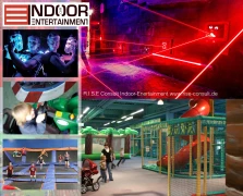 Planung und Ausstattung Trampolin-Park, Indoor-Spielplatz, LaserTag, Schwarzlicht-Minigolf.