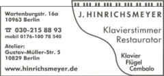 Johannes Hinrichsmeyer Klavierstimmer Berlin