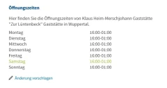 Klaus Heim-Merschjohann Gastst&auml;tte "Zur L&uuml;ntenbeck" Gastst&auml;tte Wuppertal