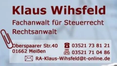 Klaus Wihsfeld Fachanwalt für Steuerrecht Meißen