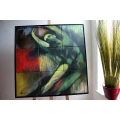 Segmentmalerei, Titel "Radschlag" 90x90cm