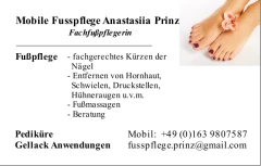 Mobile Fußpflege Anastasiia Prinz Aachen