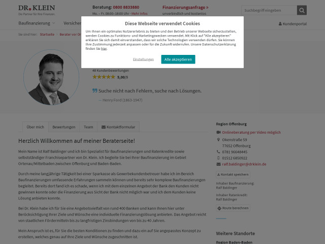 Ralf Baldinger Dr Klein Baufinanzierungsberatung Offenburg
